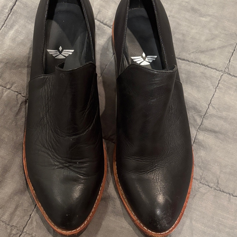 Black Leather Slip-On Shoes